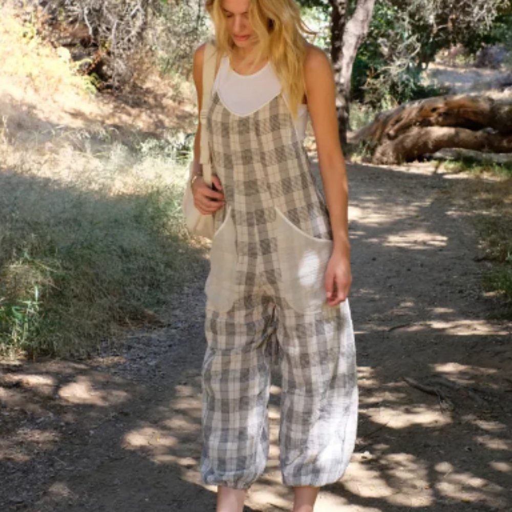 ISO UO Out From Under milena plaid jumpsuit